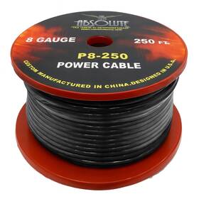 P8250bk Absolute Usa 811234019757 8ga 250ft Black Power Ground Wire Car Audio Amplifier Marine