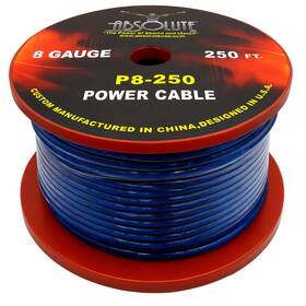 P8250bl Absolute Usa 811234019764 8ga 250ft Blue Power Ground Wire Car Audio Amplifier Marine