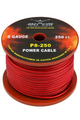 P8250rd Absolute Usa 811234019788 8ga 250ft Red Power Ground Wire Car Audio Amplifier Marine Cable