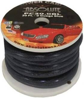 P020bk Absolute Usa Gauge 20 Feet Black Power Ground Wire Cable