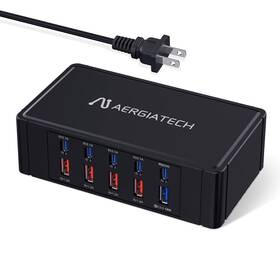At-002-5a5c Aergiatech Usb C Charging Station 100w Charger Hub 10 Powerpor... Fast Ship