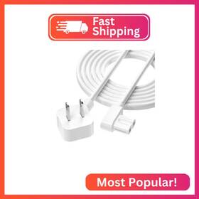 Agvee Busr8-wt09 10ft Tv Power Cord 90 Degree Angled L-shaped Ul Listed 2-prong Ac C
