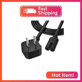 Agvee Busz8-bk12 12ft Tv Power Cord 90 Degree Ul Listed 18awg 2-prong Square Ac Cabl
