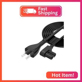 Agvee Cus8-bk09 10ft Tv Power Cord 90 Degree Angled L-shaped Ul Listed 2-prong Ac C