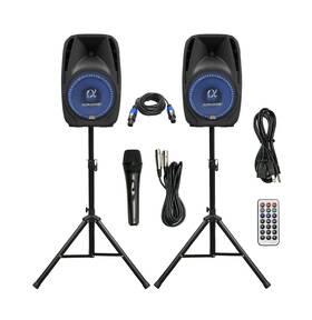 1000w Alphasonik 854803007038 Pair All-in-one 10 Inch Powered Pro Dj Amplified Loud Speakers W