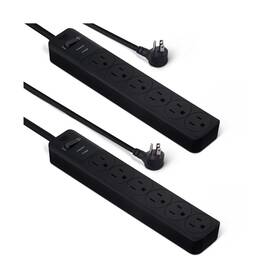 Amazon Basics 840324418637 Rectangle 6-outlet Surge Protector Power Strip With C... Fast Ship