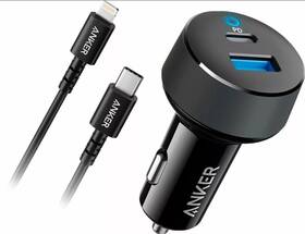 B2726h11-1 Anker Powerdrive 30w Apple Certified Car Charger Usb And Usb-c With Lightning Cable
