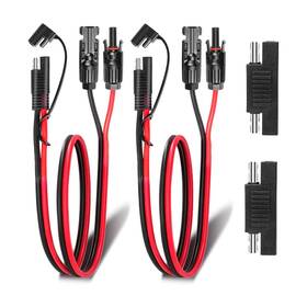 Ansoufien 658359674320 2 Pcs Solar Panel Connectors To Sae Adapter Cable 2ft 10awg