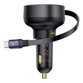 Baseus C0203100 Enjoyment Pro Car Charger C Retractable Type-c Cable 60w Cluster Black