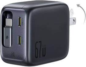 E0120h01 Baseus - Enercore With Single Retractable Usb-c Cable Charger 67w Black E0120h01 Baseus - Enercore With Single Retractable Usb-c Cable Charger 67w Black