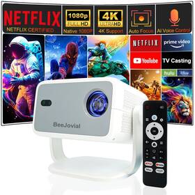 L018aa Beejovial Smart 4k Projector Native 1080p Auto Focus Keystone One-click To Official