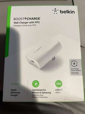 Wca005dqwh Belkin Boost Charge 30w Usb-c Pd 3.0 Pps Wall Charger - White
