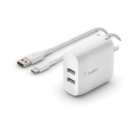 Wce001dq1mwh Belkin Boost Charge Dual Usb-a Wall Charger 24w With Cable - Ln