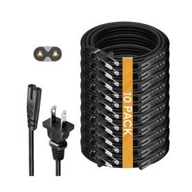 Brendaz 769894127865 10 Pack Ac 2 Prong Power Cord For Tv Ps5 Ps4 Ps3 Slim Speaker ... Fast Ship