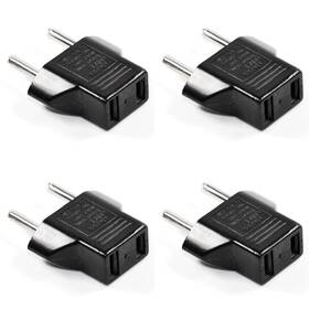 Cess-pp01 Cess 04 Black Us To Europe Round Pin Travel Ac Power Plug Adapter 4 Pack 2-flat