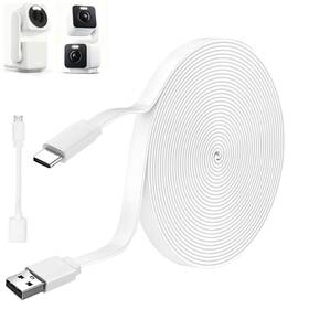 Cfr18 Chaflexrge 50ft/15m Usb C Extension Cable For Wyze Duo Cam Pan Indoor/outdoor White