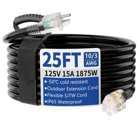 Cismorvex 766997338921 25ft Outdoor/indoor Extension Cord With Lighted 10/3 Gauge Ultra 3 Prong Heav