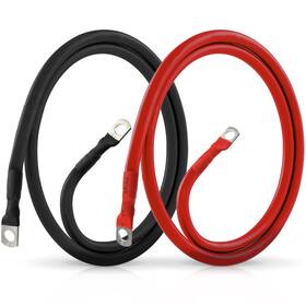 Cocros 631344849149 2 Gauge Battery Cable 2ft Copper Power Inverter Wire With 3/8 Inch Lugs Marine Ba