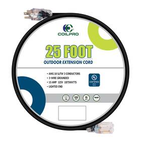 Cp-25ft-103-sjtw-b Coilpro 25ft Outdoor Heavy Duty Extension Cord-10/3 Sjtw Durable Cable With