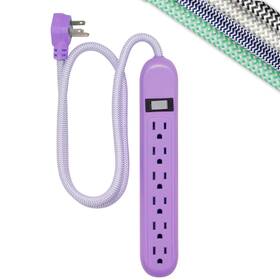 Cordinate 41639 6-outlet Surge Protector Power Strip Flat Plug Braided Cord Dec