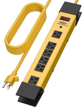 Jug021 Crst 6-outlet Metal Heavy Duty Power Strip Surge Protector With 1