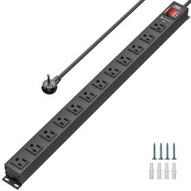 Jug049 Crst 12 Outlet Metal Long Power Strip Heavy Duty Surge Protector Mountable P