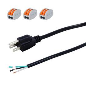 13344 E Enersystec Replacement Power Cord Pigtail Heavy Duty 14 Gauge 3 Prong 6 Feet Open End