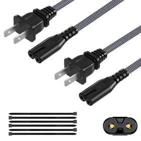 Ecjtu 723496996854 Ac Power Cord 3ft 2 Pack Prong Tv Nylon Braid Cable Replacem