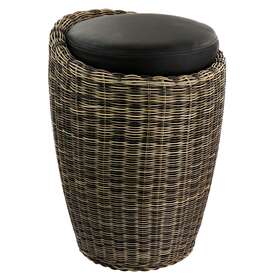 Elama 840191202803 1 Piece Wicker Outdoor Ottoman Chair In Brown And Black