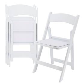 Elama 840191207341 4 Piece Plastic Folding Resin Chair In White With Removable Seat Pad