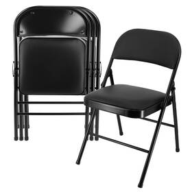 Elama 840191207518 4 Piece Metal Folding Chair With Padded Seats In Black