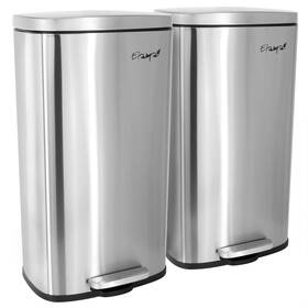 Elama 840191209192 2 Piece 8 Gallon Each 30 Liter Rectangular Stainless Steel Twin Step Trash