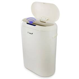 Elama 840191211935 13 Gallon Automatic Sensor Hands Free Round Top Trash Can In White