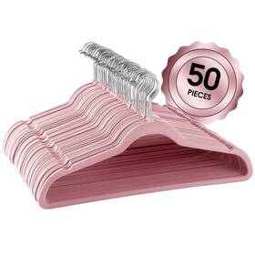 Elama Home 840191204371 50 Piece Flocked Velvet Clothes Hangers With Stainless Steel Swivel