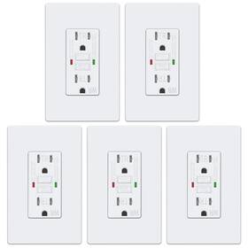 Gf2-15wr-wt Electeck 5 Pack Gfci Outlets 15 Amp Outdoor Weather Resistant Wr Self-tes