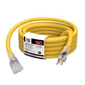 Dl-31 Ep 25 Ft Lighted Outdoor Extension Cord - 10/3 Sjtw Heavy Duty Yellow Extensi