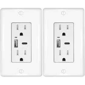 Cz07-wh-02 Faith Combination Electrical Outlet And Usb Wall Charger White