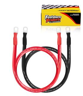 Faststorm 116081 4 Awg Battery Cable Flexible Inverter Cables 3 Feet With 3/8 Inch Terminals Ofc