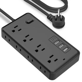 Fuaufas 796518565406 Power Strip Surge Protector With 6 Outlets And 3 Usb Ports 1 Usb-c Port 5v/3