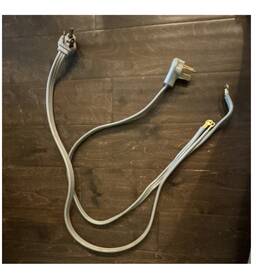 Ge Ge-12345 8 Ft Gray Grounded Power Cable Cord 3-prong Plug To Ring Terminal Washer Dryer