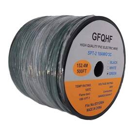 Spt-2 Gfqhf 726972480182 500ft Green Zip Cord Wire 18/2 Extension Electrical Cable Ul Listed 18