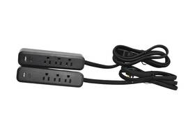 Ge78719 Globe Electric Lot Of 2 Power Strip 3 Outlet Usb A C Black Braided Cord