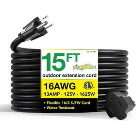 Gg-13715bk Go Green Power 15ft Indoor/outdoor Extension Cord 16 Awg Black