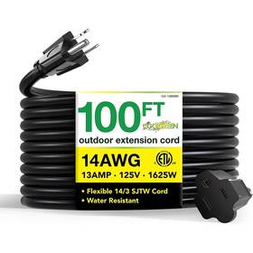 Gg-13800bk Go Green Power 100ft Indoor/outdoor Extension Cord 14 Awg Black
