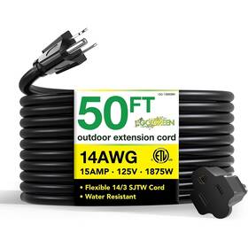 Gg-13850bk Go Green Power 50ft Indoor/outdoor Extension Cord 14 Awg Black