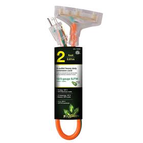 Gg-15302 Go Green Power 2ft Indoor/outdoor Extension Cord 3-outlet 12 Awg Orange