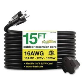Ggpgg13715bk Go Green Power 16 Awg Outdoor Extension Cord Black - 15 Ft. 13a