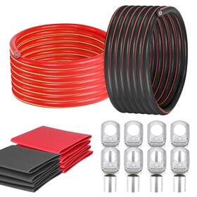 Hbu 768677218233 1/0 Gauge Car Inverter Cables - 12 Feet Black And Red Awg Automotiv