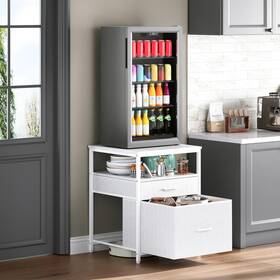 Hb01bxw Herture Mini Fridge Stand With 3 Storage Cabinet Beverage Table