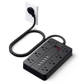 C198 Hunian Power Strip With Usb Ports 5 Ft Extension Cord Flat Plug 8 Outle
